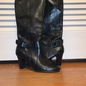 A2 By Aerosoles Money Role Riding Heel Zip Tall Wide Calf Black Boots